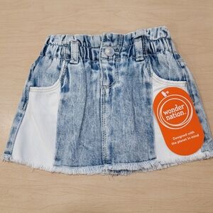 NWT Wonder Nation Light Blue and White Denim Skirt Baby Toddler 12 Month